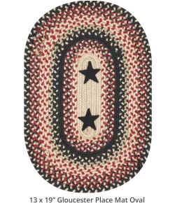 Homespice Decor Jute Braided Accessories Primitive Star Gloucester Black 240060PS 13 in. X 19 in. Set of 4 Oval Rug