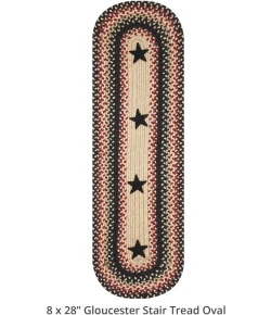 Homespice Decor Jute Braided Accessories Primitive Star Gloucester Black 240136PS 8 in. X 28 in. Set of 13 Oval Rug