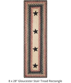Homespice Decor Jute Braided Accessories Primitive Star Gloucester Black 240120PS 8 in. X 28 in. Set of 2 Rect Rug