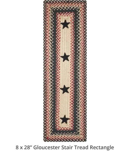 Homespice Decor Jute Braided Accessories Primitive Star Gloucester Black 240120PS 8 in. X 28 in. Set of 2 Rect Rug