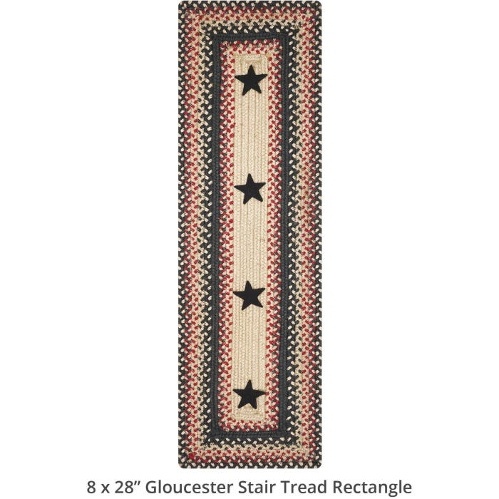 Homespice Decor Jute Braided Accessories Primitive Star Gloucester Black 240152PS 8 in. X 28 in. Set of 13 Rect Rug