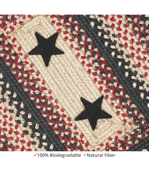 Homespice Decor Jute Braided Accessories Primitive Star Gloucester Black 240120PS 8 in. X 28 in. Set of 2 Rect Rug
