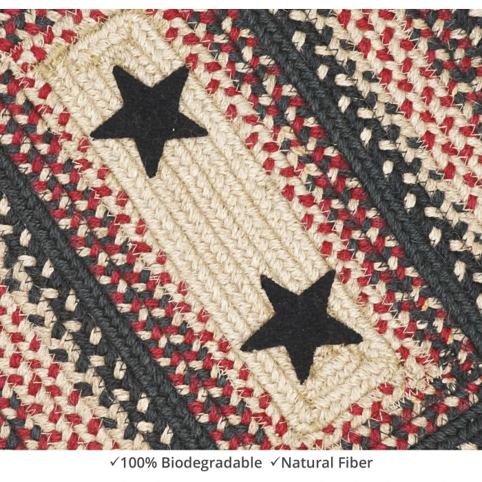 Homespice Decor Jute Braided Accessories Primitive Star Gloucester Black 240152PS 8 in. X 28 in. Set of 13 Rect Rug