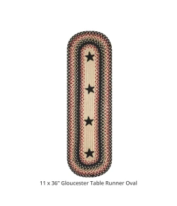 Homespice Decor Jute Braided Accessories Primitive Star Gloucester Black 571755 11 in. X 36 in. Oval Rug