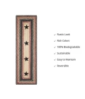 Homespice Decor Jute Braided Accessories Primitive Star Gloucester Black 572752 11 in. X 36 in. Rect Rug