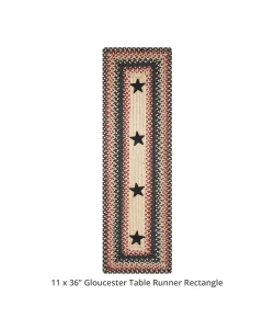 Homespice Decor Jute Braided Accessories Primitive Star Gloucester Black 572752 11 in. X 36 in. Rect Rug