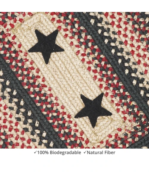 Homespice Decor Jute Braided Accessories Primitive Star Gloucester Black 572752 11 in. X 36 in. Rect Rug