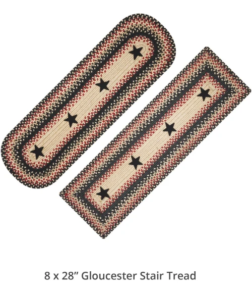 Homespice Decor Jute Braided Accessories Primitive Star Gloucester Black 240104PS 8 in. X 28 in. Set of 2 Oval Rug