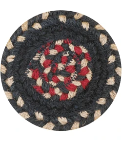 Homespice Decor Jute Braided Accessories Primitive Star Gloucester Black 240012PS 4 in. Set of 6 Round Rug