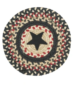 Homespice Decor Jute Braided Accessories Primitive Star Gloucester Black 240028PS 8 in. Set of 3 Round Rug