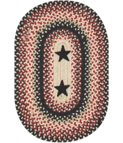 Homespice Decor Jute Braided Accessories Primitive Star Gloucester Black 240060PS 13 in. X 19 in. Set of 4 Oval Rug