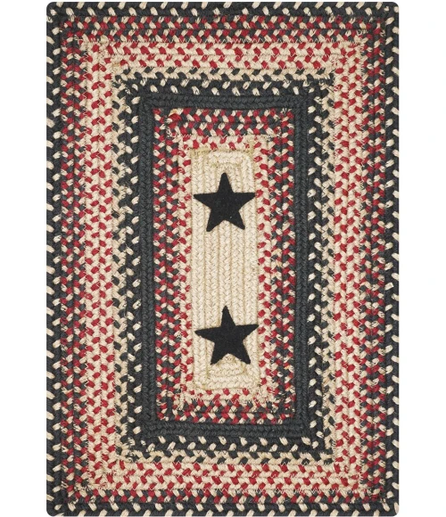 Homespice Decor Jute Braided Accessories Primitive Star Gloucester Black 240076PS 13 in. X 19 in. Set of 4 Rect Rug