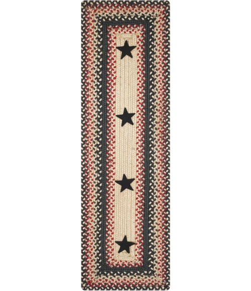Homespice Decor Jute Braided Accessories Primitive Star Gloucester Black 240120PS 8 in. X 28 in. Set of 2 Rect Rug