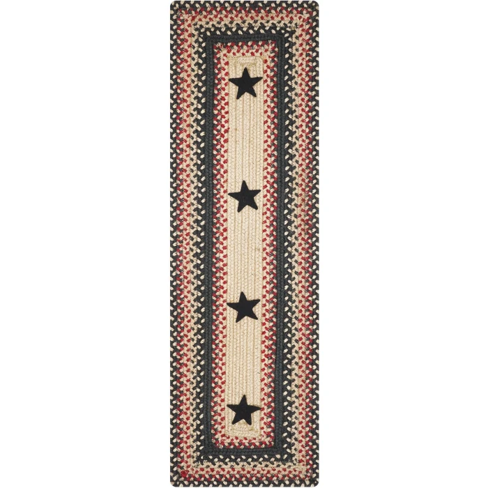 Homespice Decor Jute Braided Accessories Primitive Star Gloucester Black 240152PS 8 in. X 28 in. Set of 13 Rect Rug
