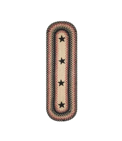 Homespice Decor Jute Braided Accessories Primitive Star Gloucester Black 571755 11 in. X 36 in. Oval Rug