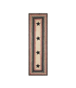 Homespice Decor Jute Braided Accessories Primitive Star Gloucester Black 572752 11 in. X 36 in. Rect Rug
