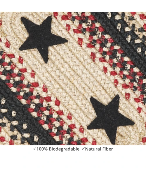 Homespice Decor Jute Braided Primitive Star Gloucester Black 513755 4 ft. X 6 ft. Rect Rug