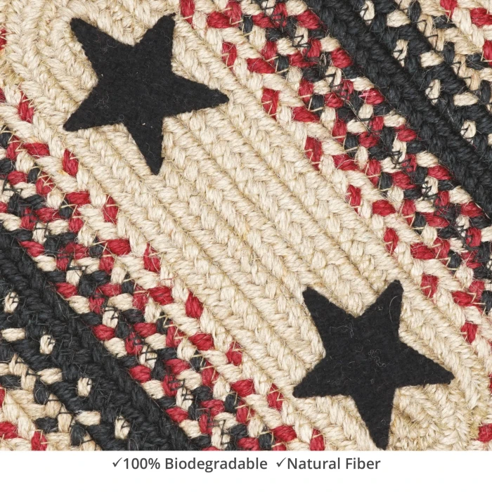 Homespice Decor Jute Braided Primitive Star Gloucester Black 511751 20 in. X 30 in. Rect Rug