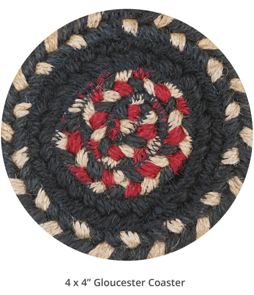 Homespice Decor Jute Braided Accessories Primitive Star Gloucester Black 240012PS 4 in. Set of 6 Round Rug
