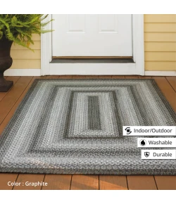 Homespice Decor Ultra Durable Braided Graphite Grey 305633 6 ft. X 9 ft. Oval Rug