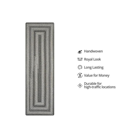 Homespice Decor Ultra Durable Braided Graphite Grey 329639 22 in. X 72 in. Rect Rug