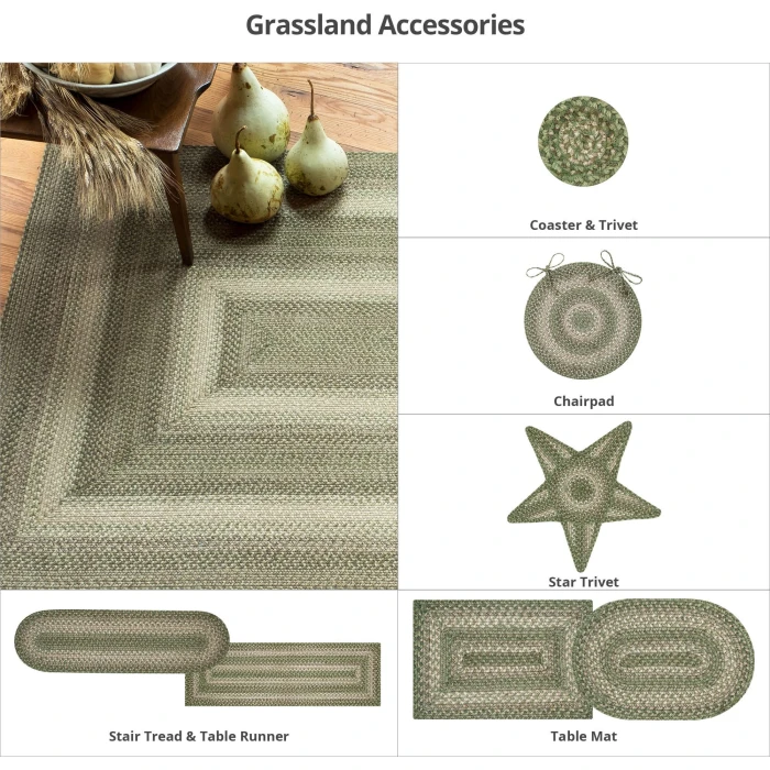 Homespice Decor Jute Braided Grassland Green 506825 8 ft. X 10 ft. Oval Rug