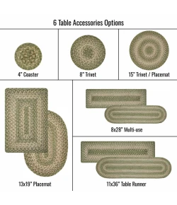 Homespice Decor Jute Braided Accessories Green & Tan Grassland 8in. x 28in. Set of 2 Oval Rug