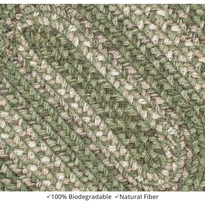 Homespice Decor Jute Braided Grassland Green 506825 8 ft. X 10 ft. Oval Rug