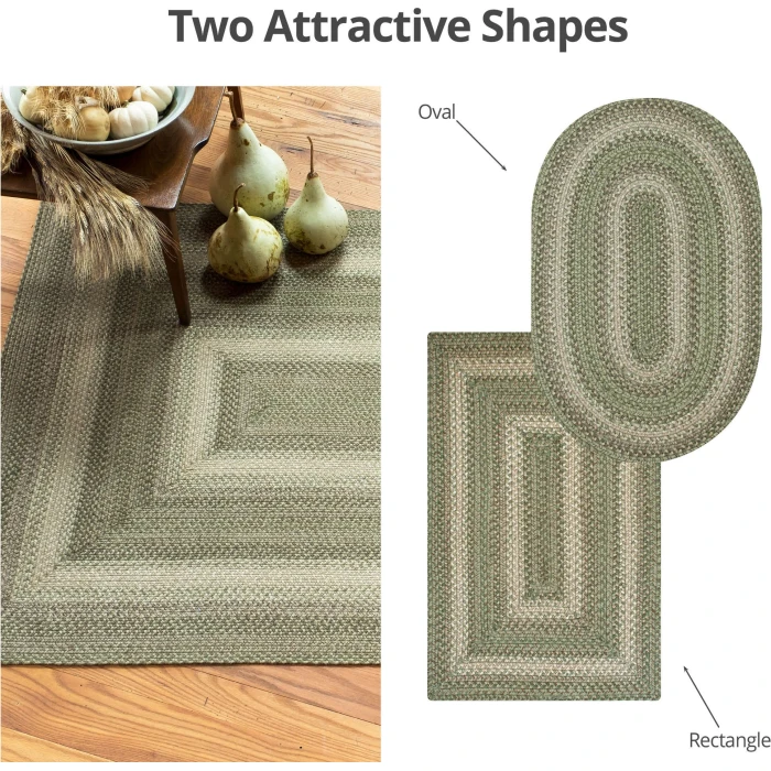 Homespice Decor Jute Braided Grassland Green 506825 8 ft. X 10 ft. Oval Rug