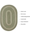 Homespice Decor Jute Braided Grassland Green 504821 5 ft. X 8 ft. Oval Rug