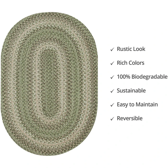 Homespice Decor Jute Braided Grassland Green 506825 8 ft. X 10 ft. Oval Rug