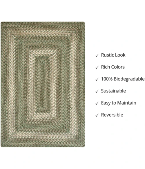 Homespice Decor Jute Braided Grassland Green 513823 4 ft. X 6 ft. Rect Rug