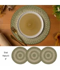 Homespice Decor Jute Braided Accessories Green & Tan Grassland 8in. Set of 3 Round Rug