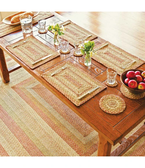 Homespice Decor Jute Braided Harvest Beige, Tan 502070 27 in. X 45 in. Oval Rug
