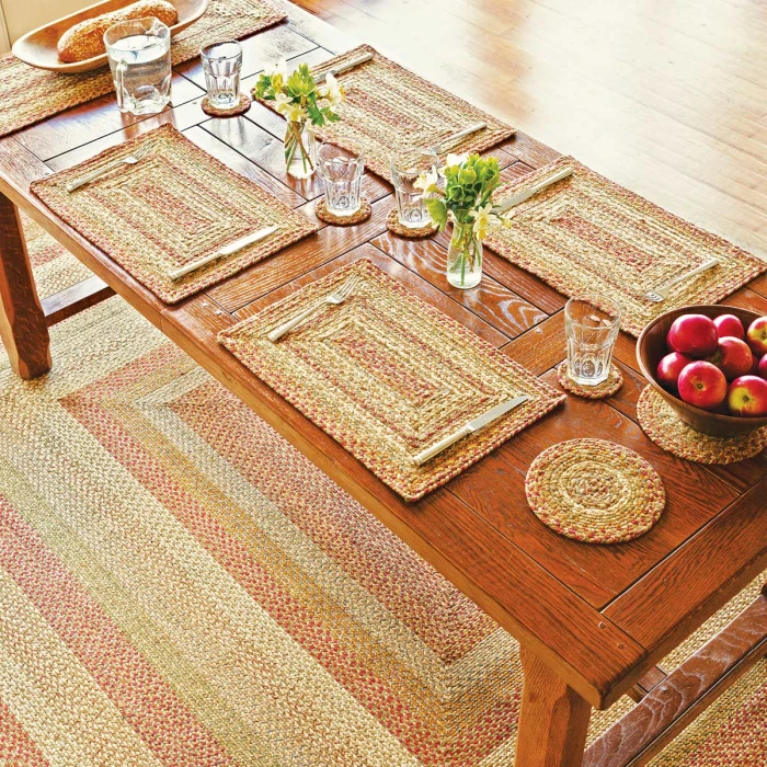 Homespice Decor Jute Braided Harvest Beige, Tan 511072 20 in. X 30 in. Rect Rug