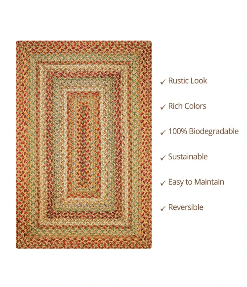 Homespice Decor Jute Braided Harvest Beige, Tan 511072 20 in. X 30 in. Rect Rug