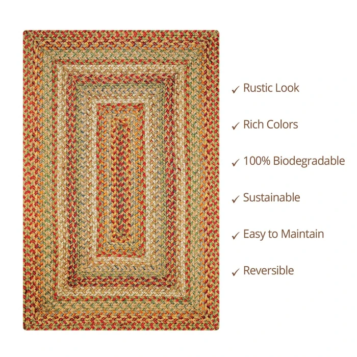 Homespice Decor Jute Braided Harvest Beige, Tan 511072 20 in. X 30 in. Rect Rug