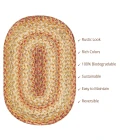 Homespice Decor Jute Braided Harvest Beige, Tan 502070 27 in. X 45 in. Oval Rug