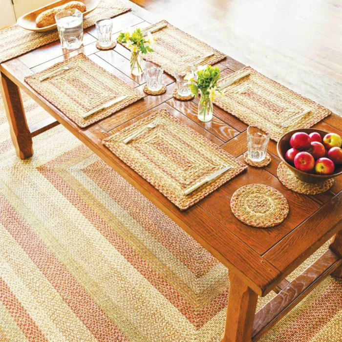Homespice Decor Jute Braided Harvest Beige, Tan 513076 4 ft. X 6 ft. Rect Rug