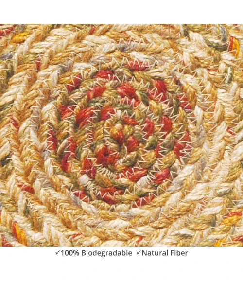 Homespice Decor Jute Braided Accessories Harvest Beige, Tan 240018PS 8 in. Set of 3 Round Rug