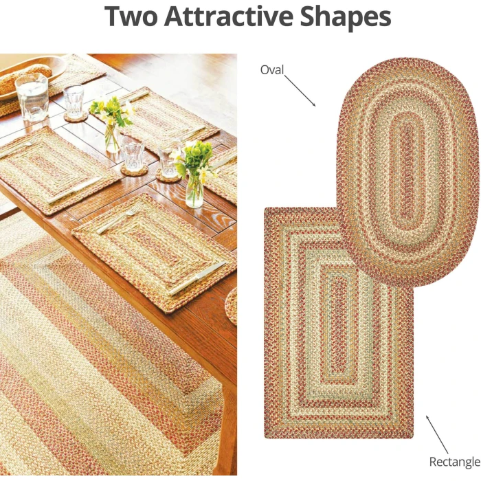 Homespice Decor Jute Braided Harvest Beige, Tan 513076 4 ft. X 6 ft. Rect Rug