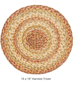 Homespice Decor Jute Braided Accessories Harvest Beige, Tan 240036PS 15 in. Set of 2 Round Rug