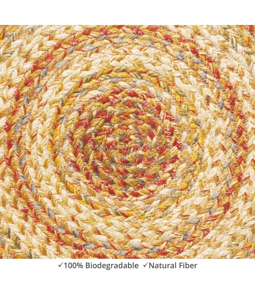 Homespice Decor Jute Braided Accessories Harvest Beige, Tan 240036PS 15 in. Set of 2 Round Rug