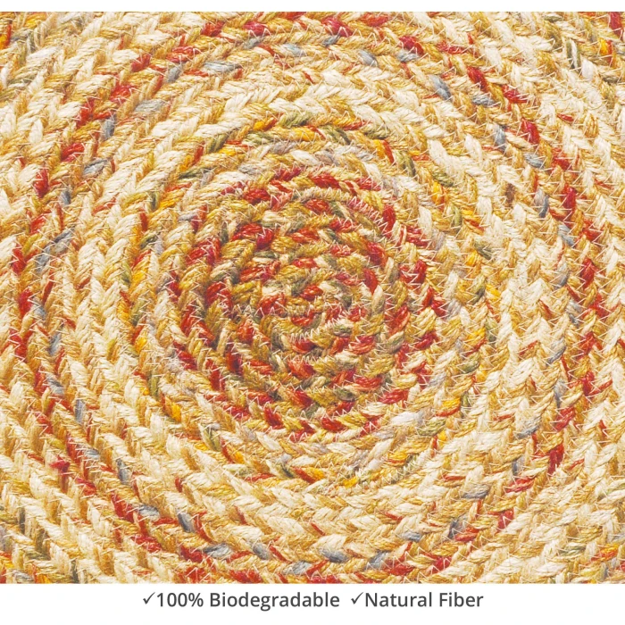 Homespice Decor Jute Braided Accessories Harvest Beige, Tan 240166PS 15 in. Set of 6 Round Rug