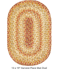Homespice Decor Jute Braided Accessories Harvest Beige, Tan 240050PS 13 in. X 19 in. Set of 4 Oval Rug