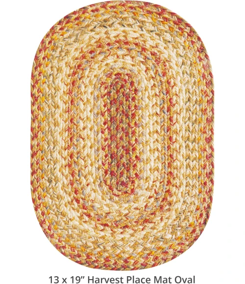 Homespice Decor Jute Braided Accessories Harvest Beige, Tan 240050PS 13 in. X 19 in. Set of 4 Oval Rug
