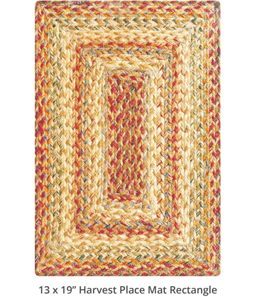 Homespice Decor Jute Braided Accessories Harvest Beige, Tan 240066PS 13 in. X 19 in. Set of 4 Rect Rug