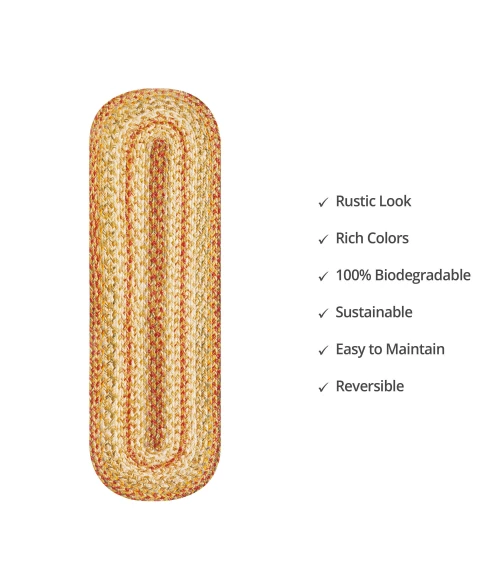 Homespice Decor Jute Braided Accessories Harvest Beige, Tan 571076 11 in. X 36 in. Oval Rug