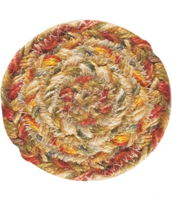 Homespice Decor Jute Braided Accessories Harvest Beige, Tan 240002PS 4 in. Set of 6 Round Rug