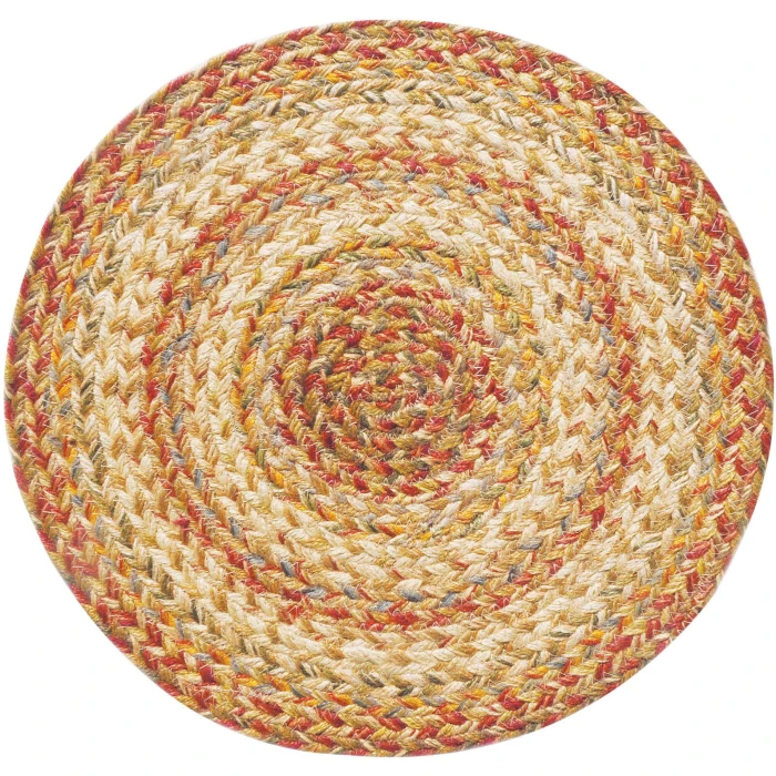 Homespice Decor Jute Braided Accessories Harvest Beige, Tan 240157PS 15 in. X 15 in. Set of 2 Round Rug